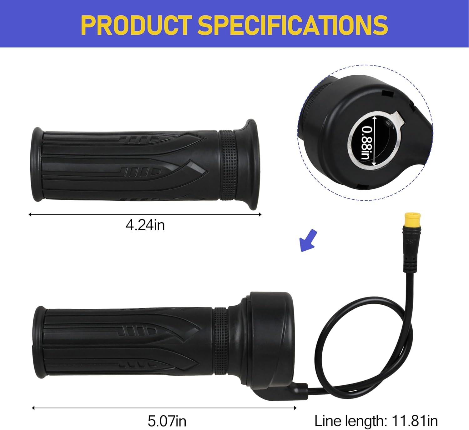 20X 3 Pin Full Twist Ebike Throttle, Universal 12V-72V 3 Pin Waterproof Male …