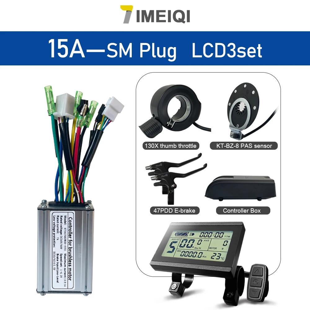 Electric Bike Controller 36V 48V 15A Waterproof 6 Mosfet Controller with Display