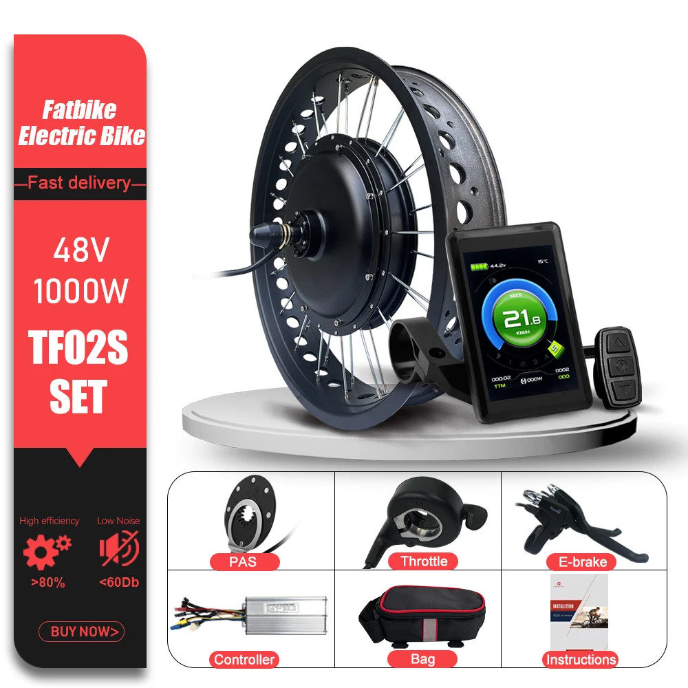 E-bike Conversion Kit 48V 1000W 4.0Tyre Brushless Rear Rotate Hub Motor Wheel