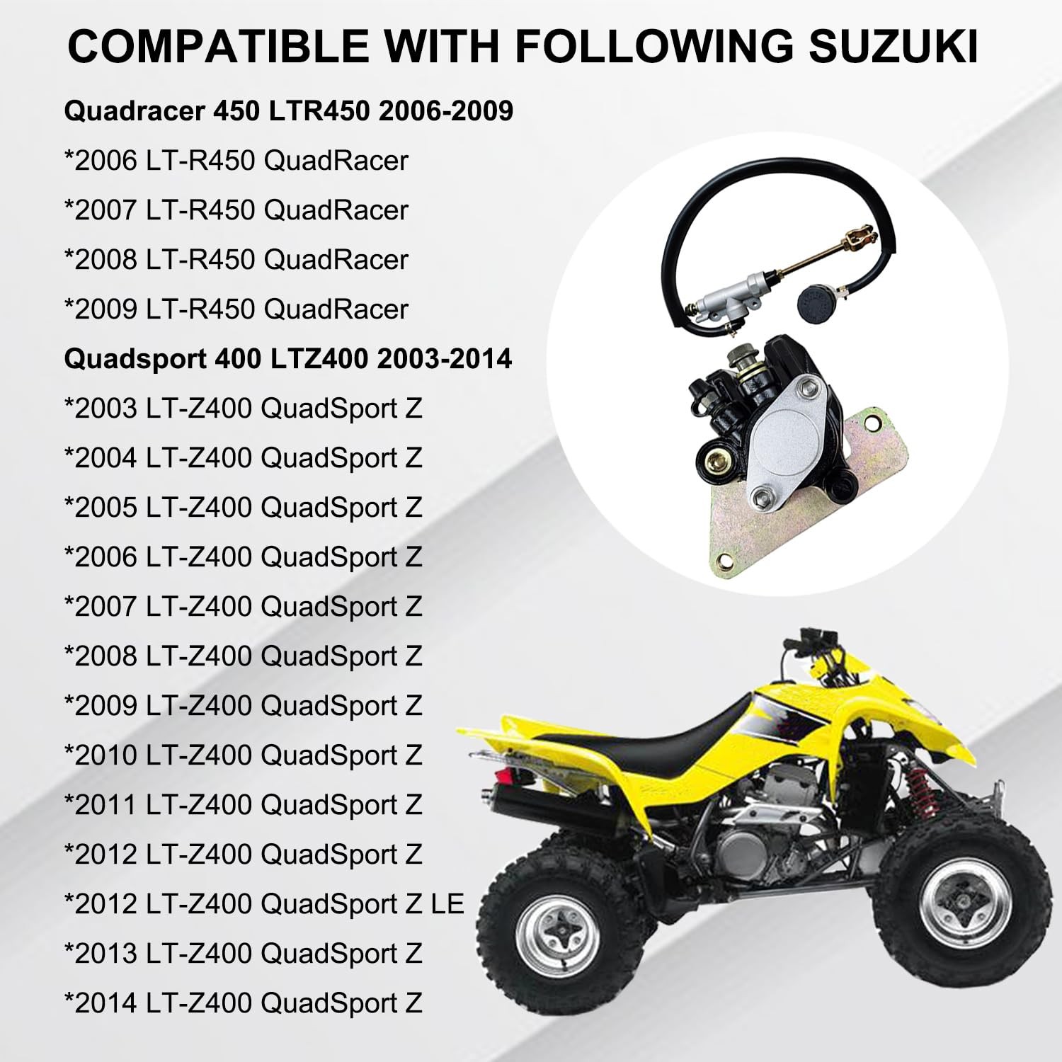 Suzuki ATV Quadracer 45 Rear Brake Caliper Master Cylinder Set Compatible