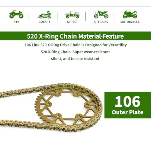 Gold 520 X-Ring Chain – UniversalEnhanced Durability & Performance 106 Links 1
