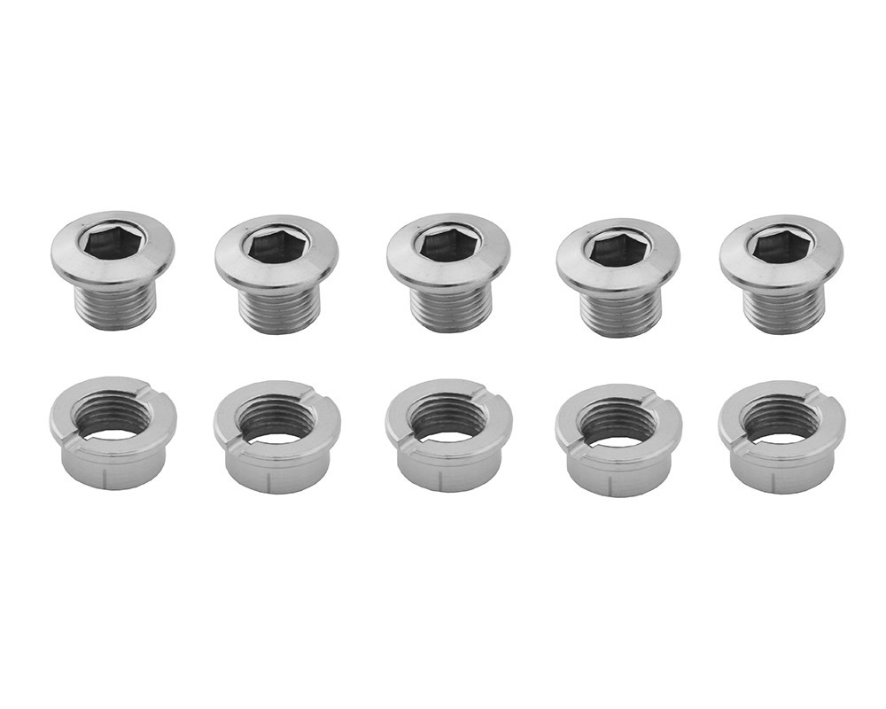 Alta Bike Bicycle Single Chainring Bolts M8 x 6mm – Set of 5 – Chrome