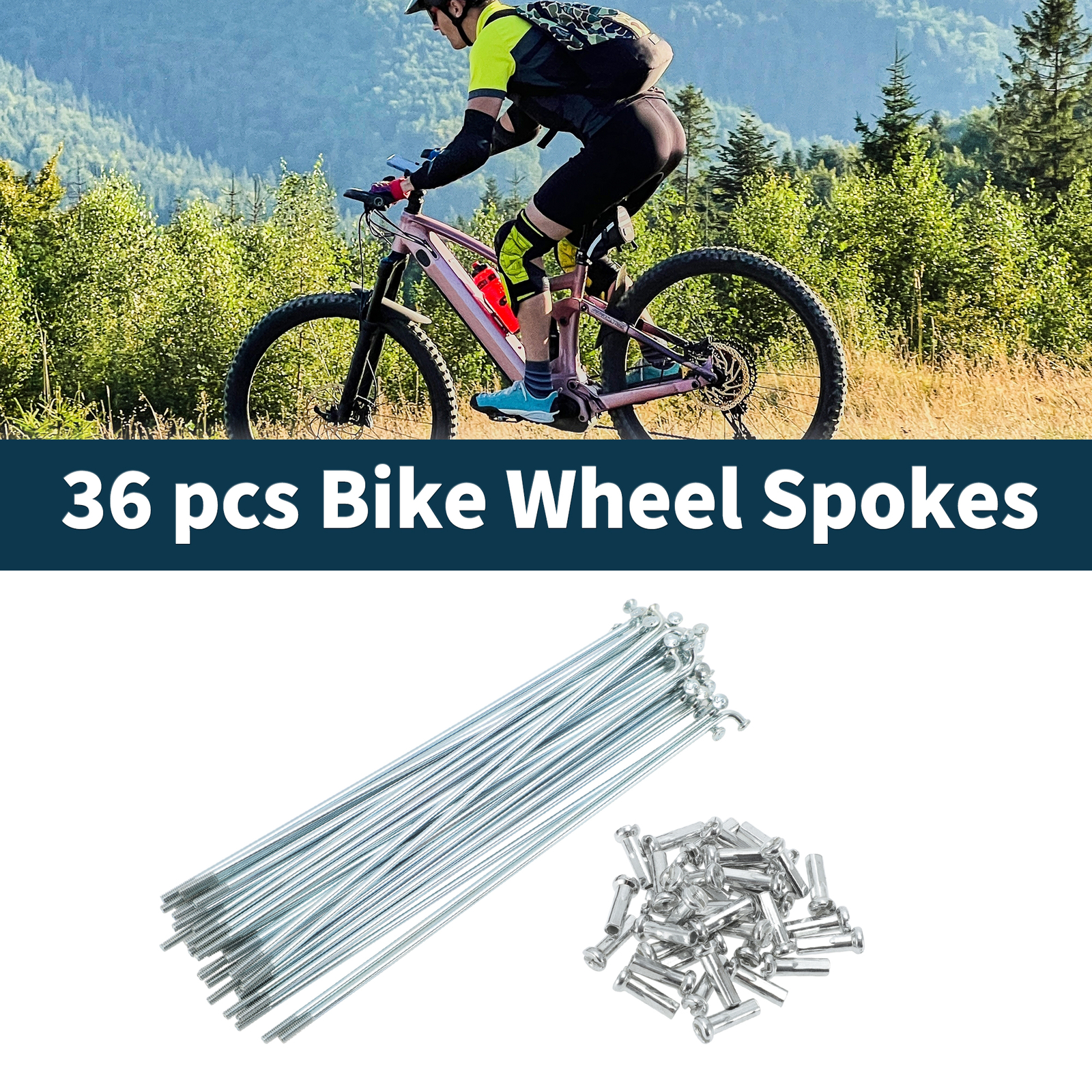 1 Set 14G 139mm Length Bicycle Spokes Nipple Carbon Steel Galvanized Universal