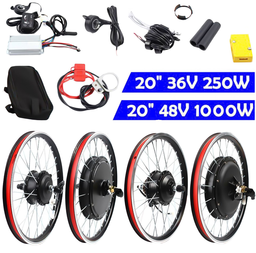 20″ EBike Bicycle Conversion Kit 250/1000W Electric Front / Rear Wheel Hub Motor