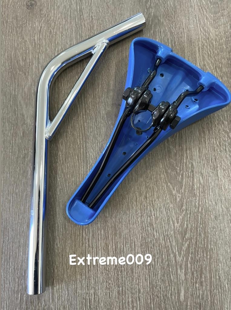 Viscount Dominator Seat Bmx Hard Shell BLUE with Laid Back Seat Post 25.4mm 7/8