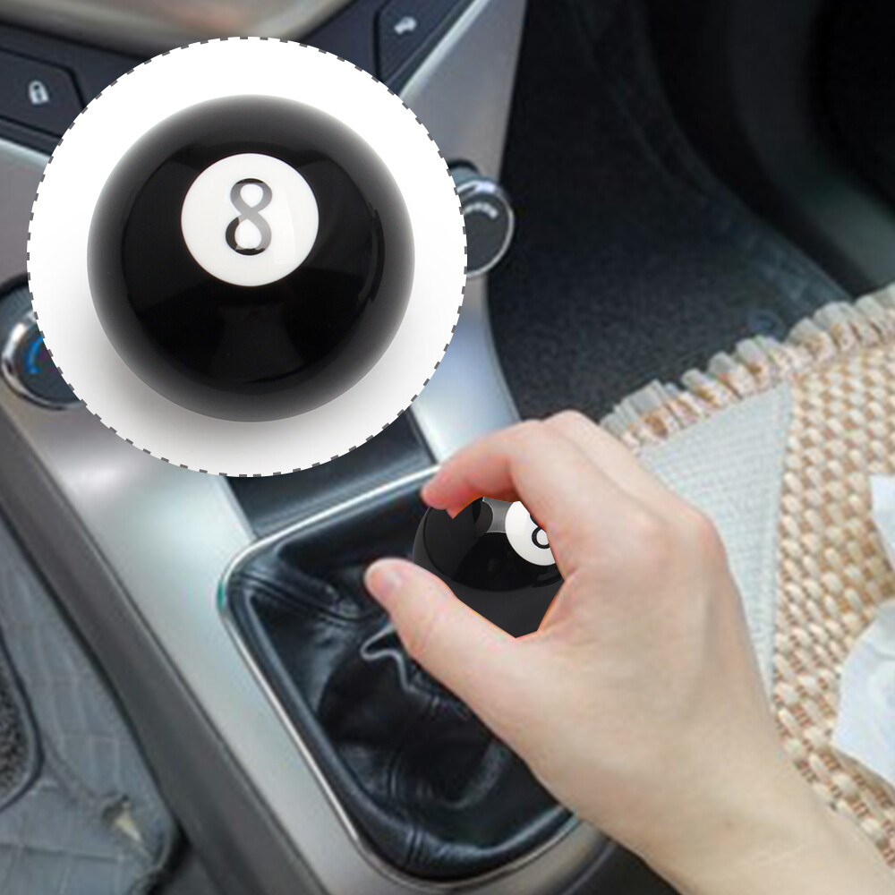 Black 8 Ball Billiard Round Shift Handle Acrylic Manual Gear Shift Knob Shifter