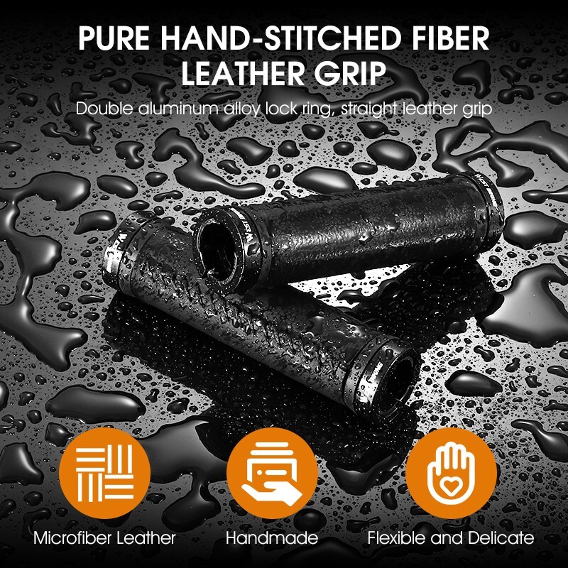 WEST BIKING Leather Bike Grips Lock-on Cycling Bicycle Handlebar Grips Black