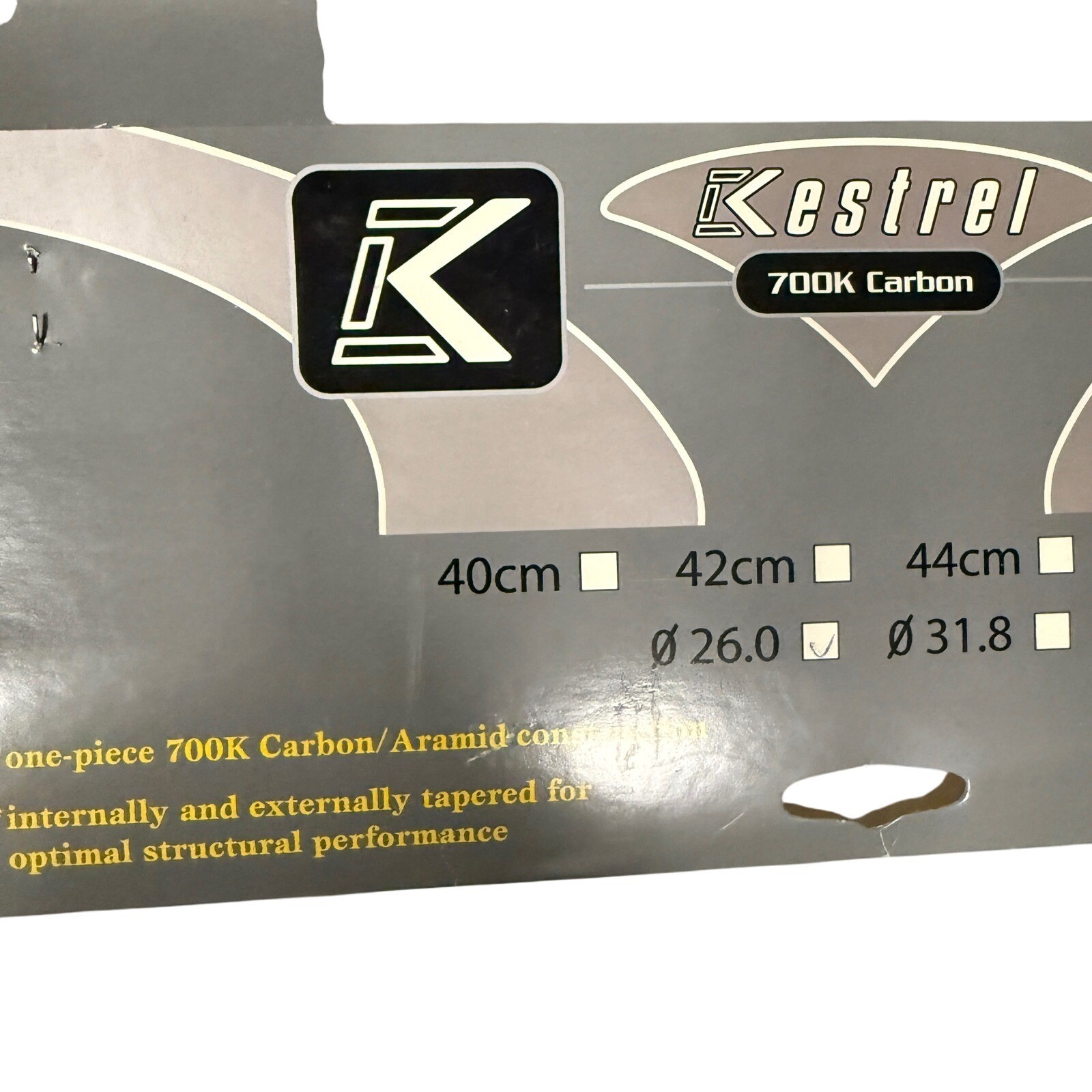 Kestrel EMS Pro 700K Carbon Aramid Road Bike Handlebars 44cm 31.8 Clamp