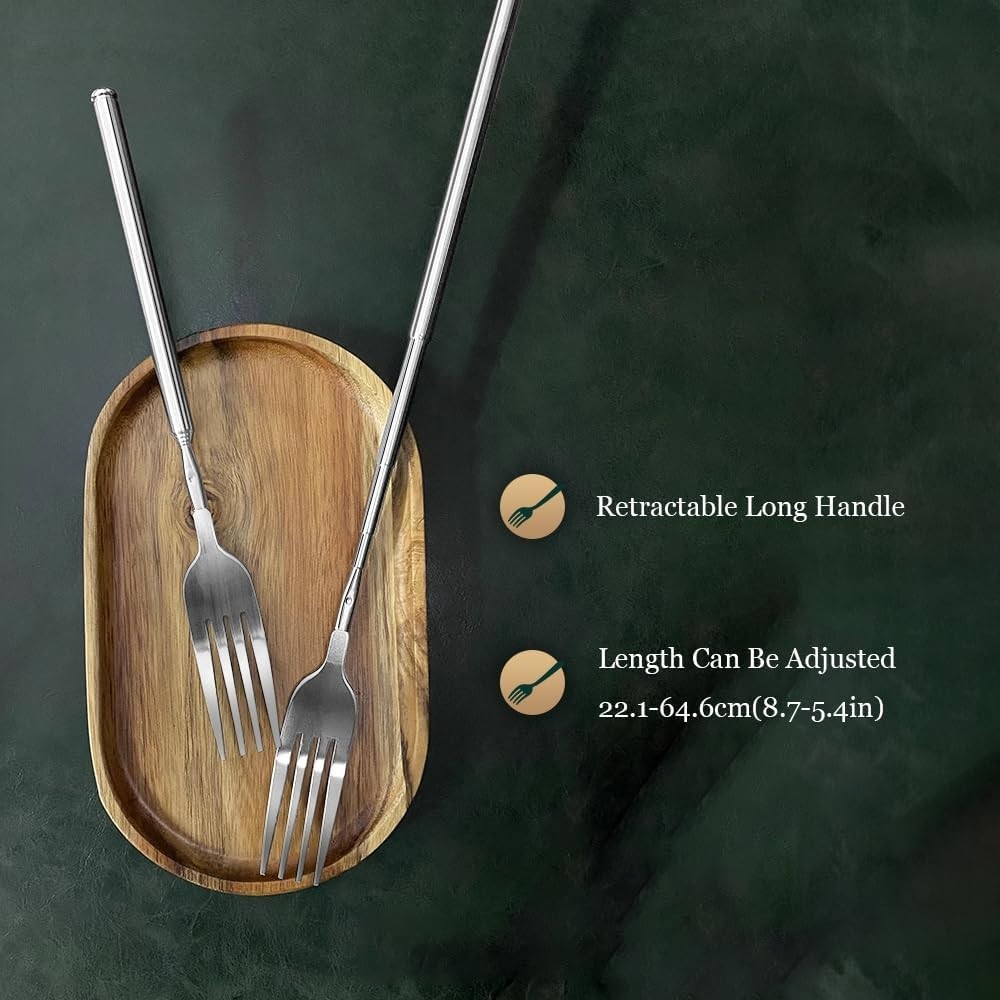 Extendable Fork – 8.7 to 25.4 Inch Long, Telescopic & Retractable for BBQ, Di…