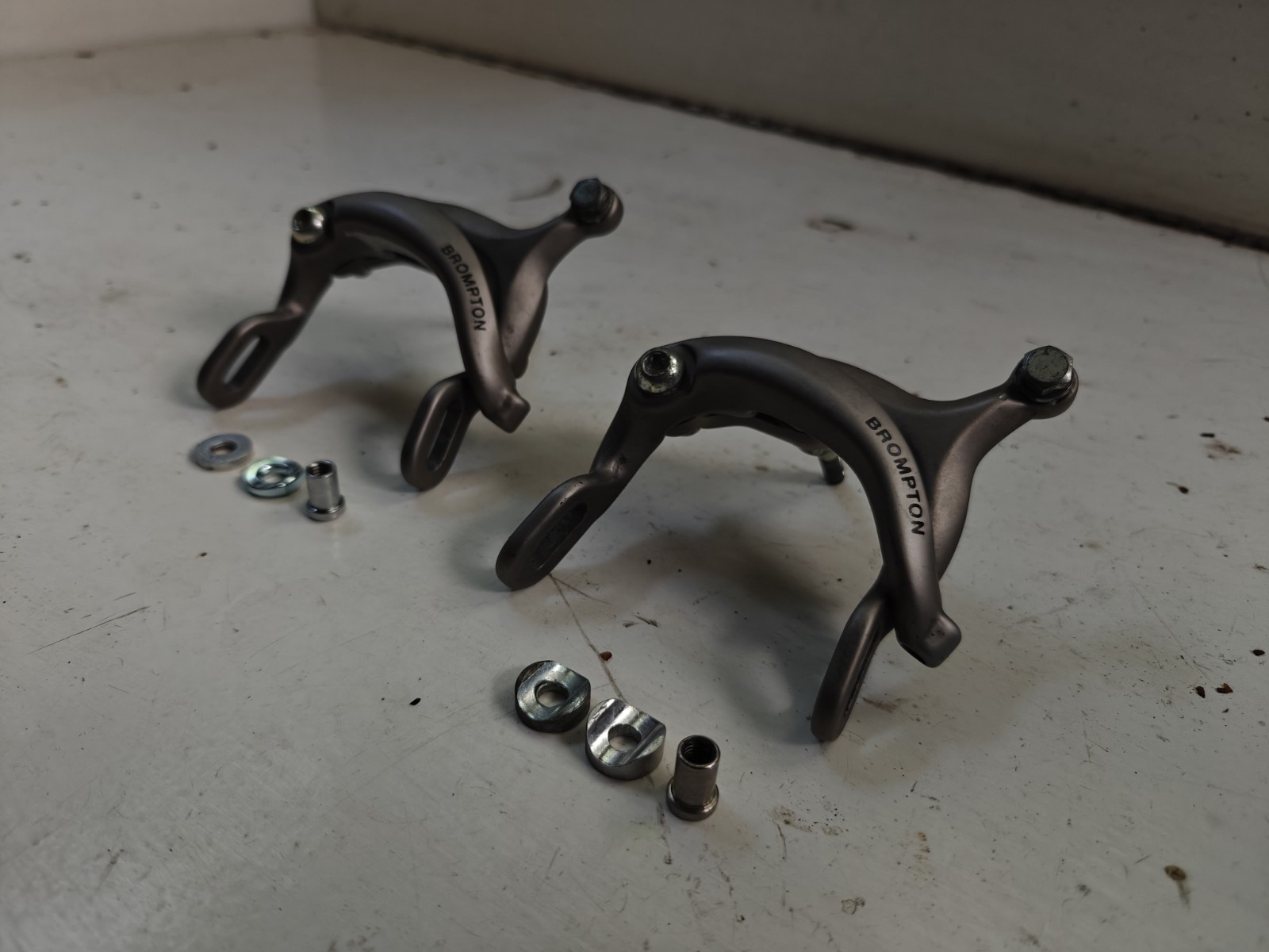 Brompton genuine caliper brake set pair gray front rear dual pivot OEM