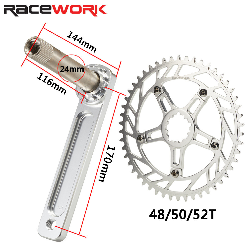 RACEWORK Road Bike Crankset 170mm 9/10/11/12 Speed 48/50/52T Chainring Crown