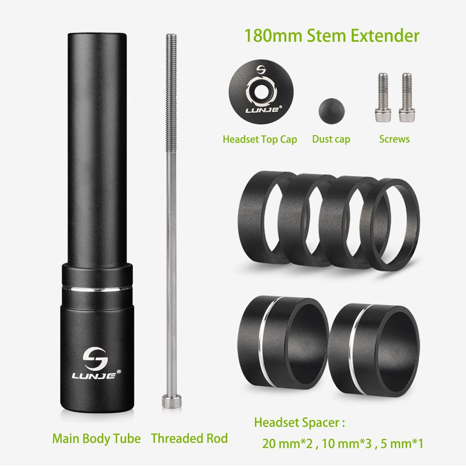 Adjustable Bike Fork Stem Extender Adapter 1 1/8″ 28.6mm MTB Road BMX Handlebar