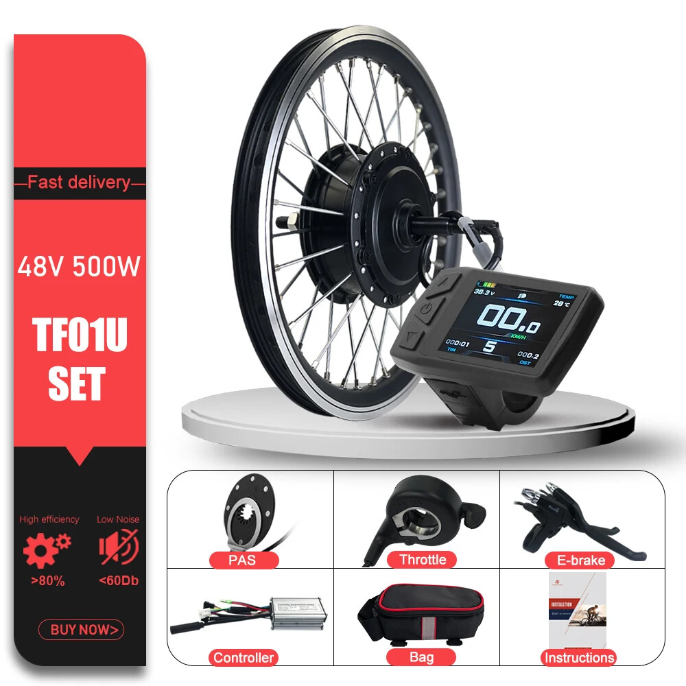36V 48V 500W MTB E-bike Conversion Kit Rear Rotate Hub Motor Wheel 16-29in 700C