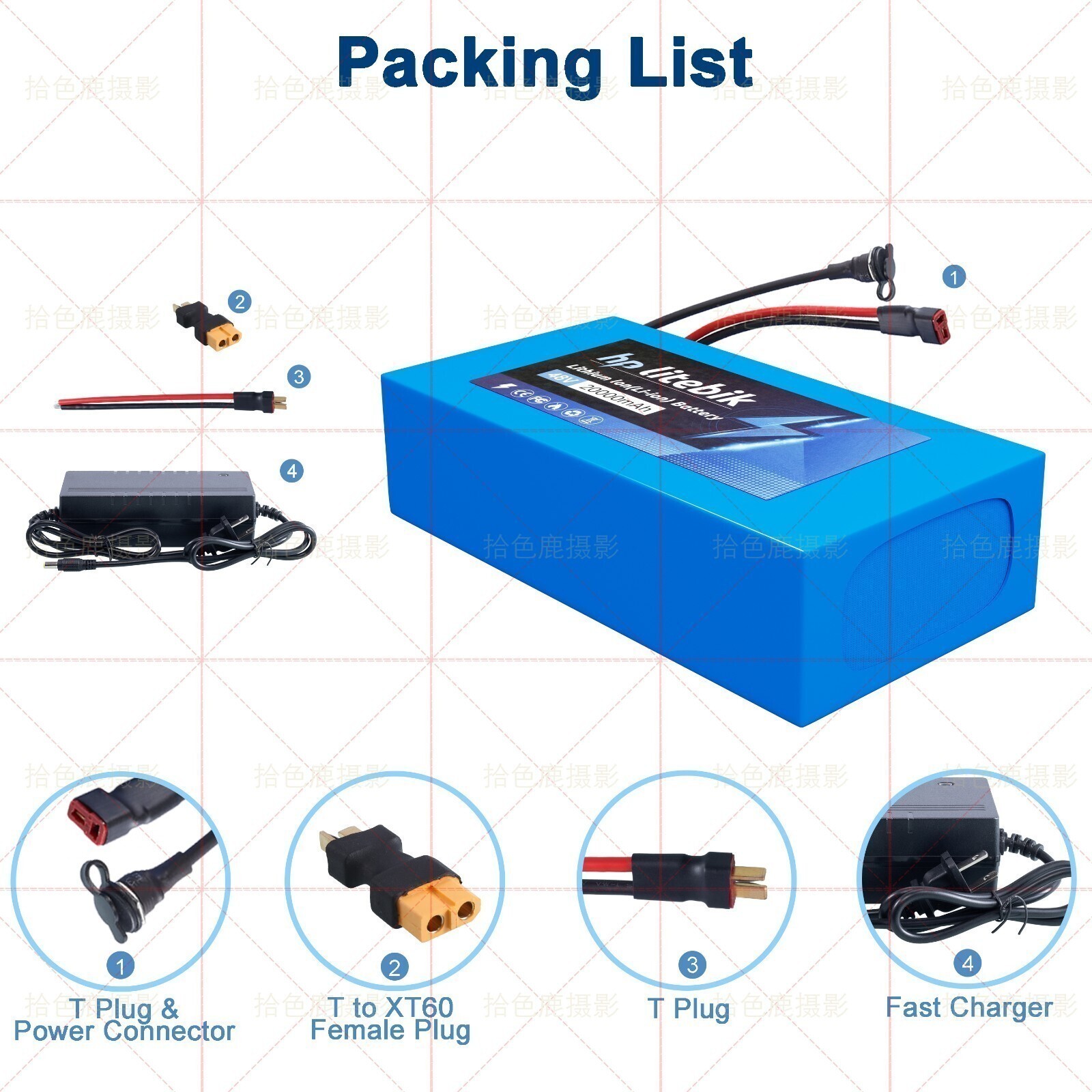 48V 20Ah Lithium Battery 30A BMS for ≤1500W Ebike Electric Bike Bicycle Scooter
