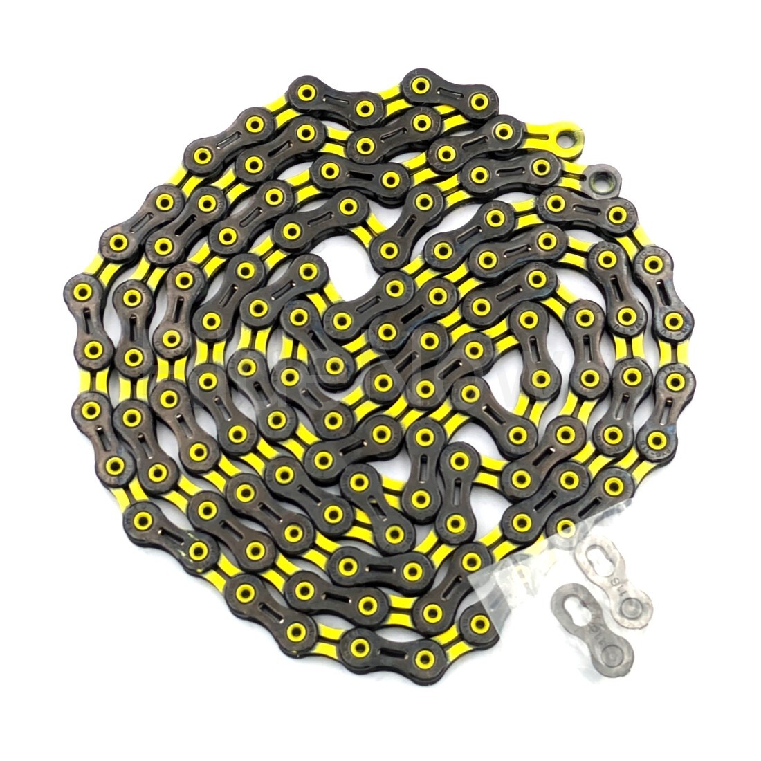 PYC DLC 11-Spd Road MTB CX Gravel Hollow Chain 116L, Ultralight, Black/Yellow