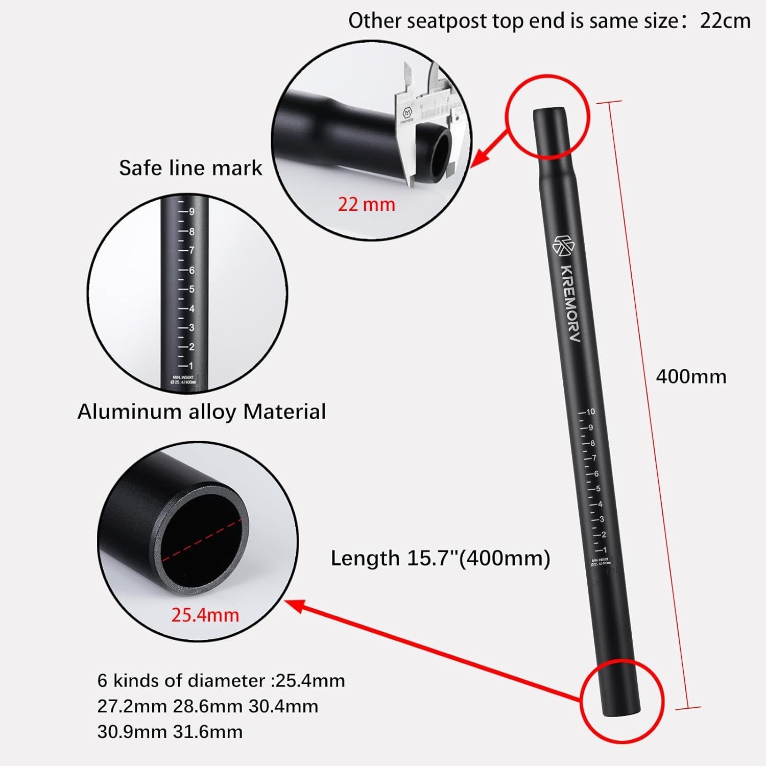 Durable 400mm Bike Seatpost – Universal Fit for Mountain, Road & Fixed Gear