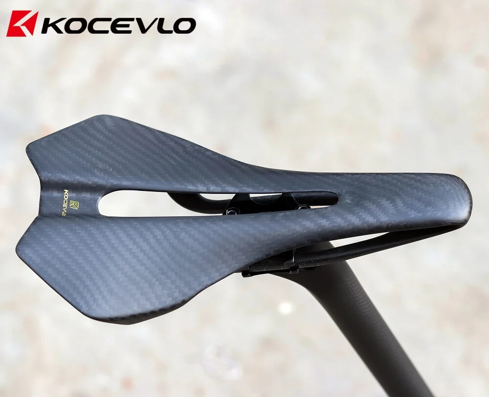 KOCEVLO Carbon Fiber Road Bike Saddle Ultralight 90g Integrated Seat Cushion