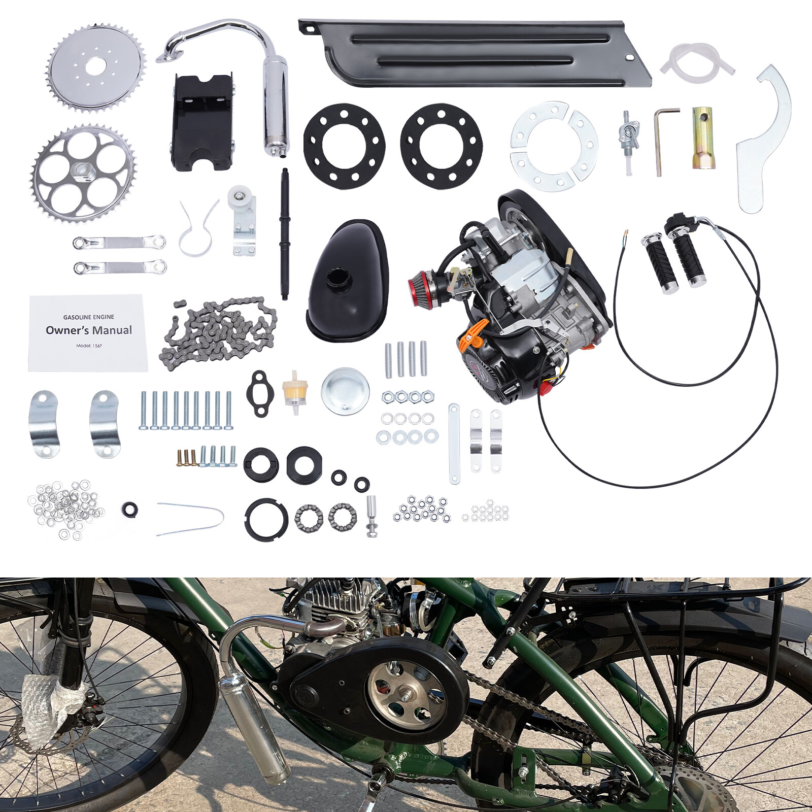 100CC 4-Stroke Bicycle Gas Engine Kit Fits Large Triangle Frame Gravel Bikes