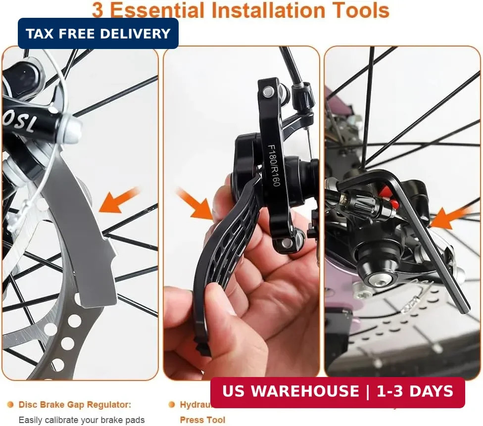 Bike Brake Pads, 4 Pairs Disc Brake Pads High-Performance with Installation Tool