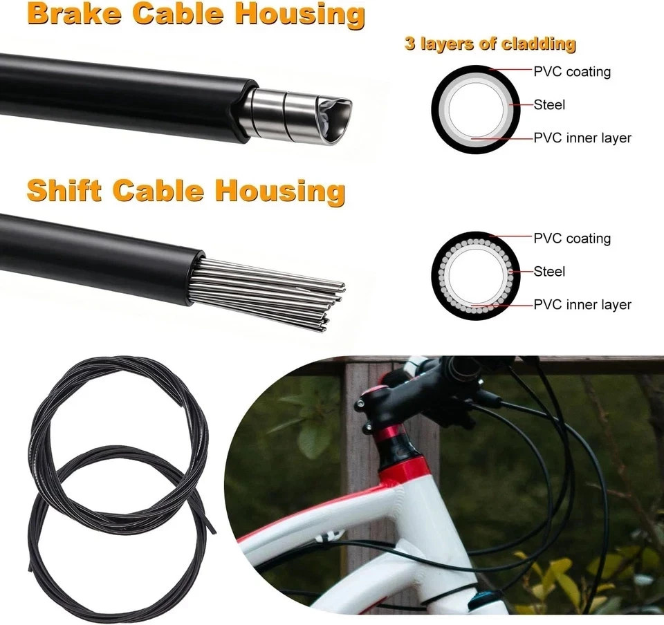 107PCS Stainless Steel Wire Cutter Bike Brake Cable Housing Shifter Cable Housin