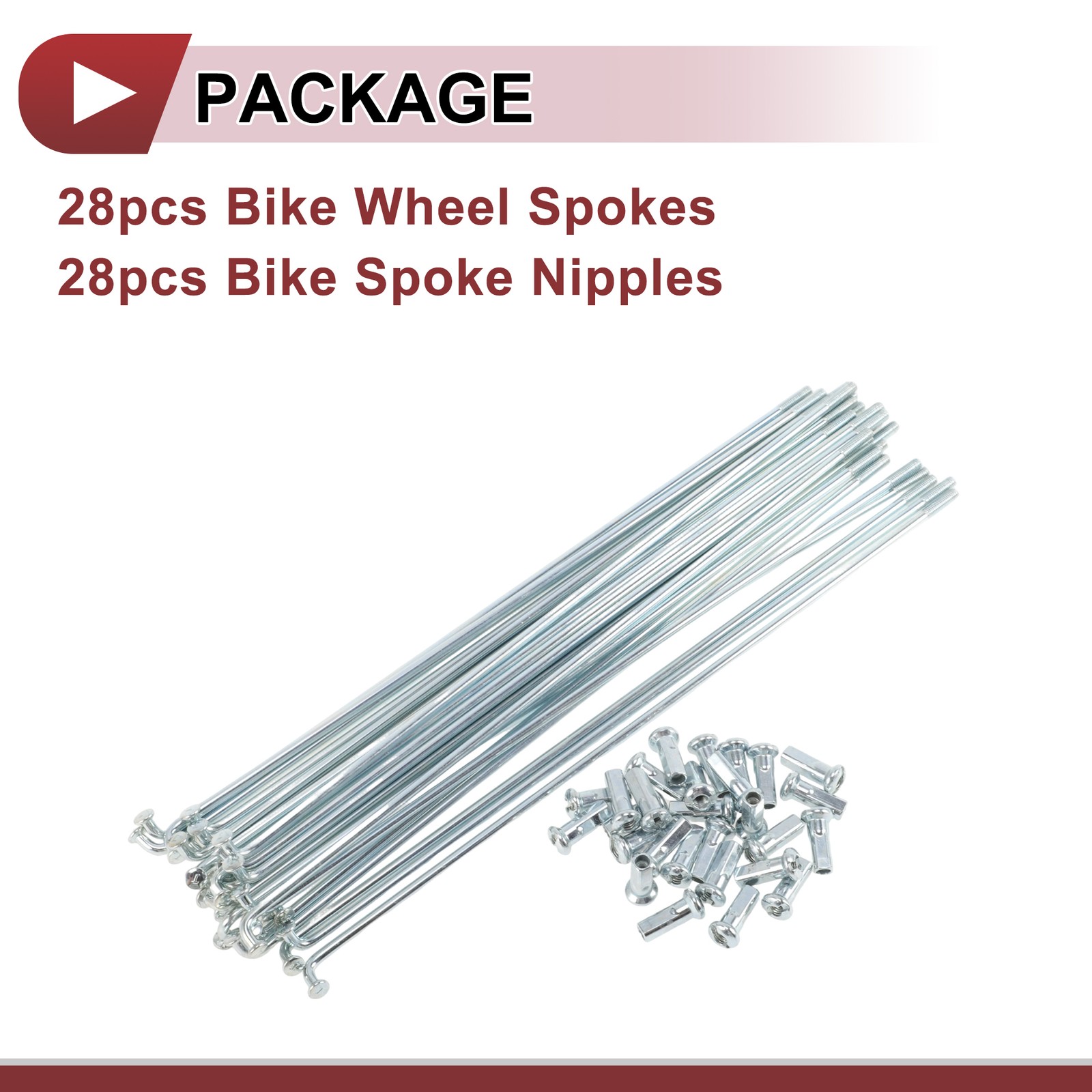 12G Bicycle Spoke 185 mm Bike Wheel Spoke Carbon Steel Galvanized Silver Tone