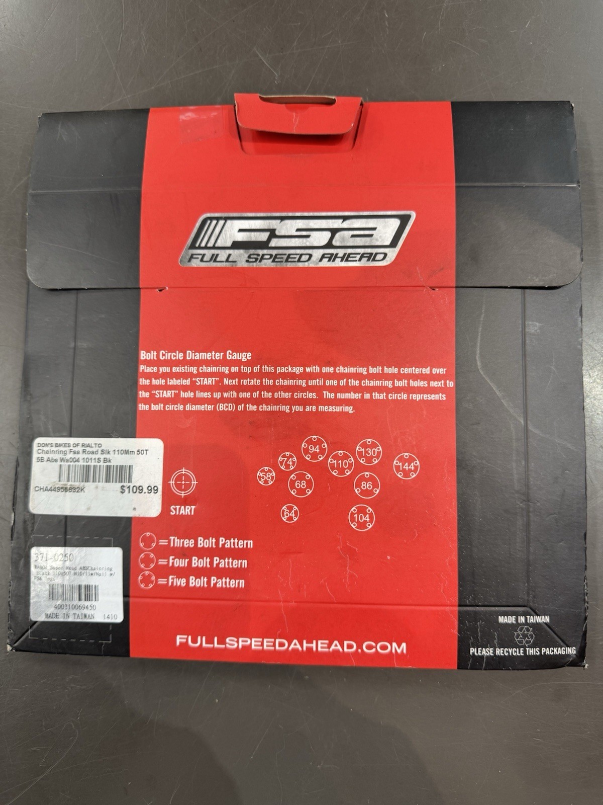 Full Speed Ahead SL-K Super ABS Road Chainring 50t 110 BCD 5-Bolt Aluminum