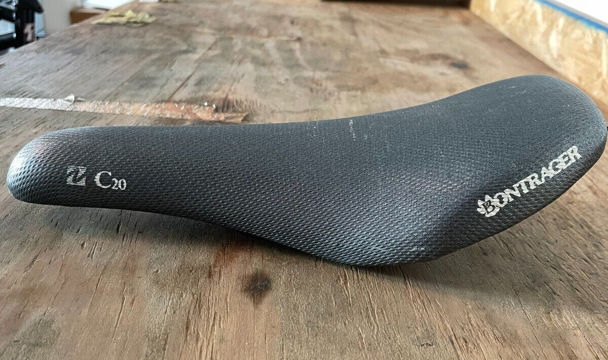 Vintage Bontrager C20 Cycling Saddle 120mm 7x7mm Steel Rails Velo Gray