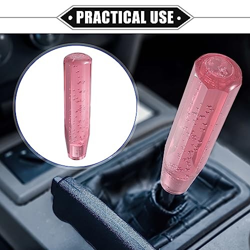 Gear Shift Knob Stick, 20cm Faux Crystal Transparent Bubble Gear Shifter Pink