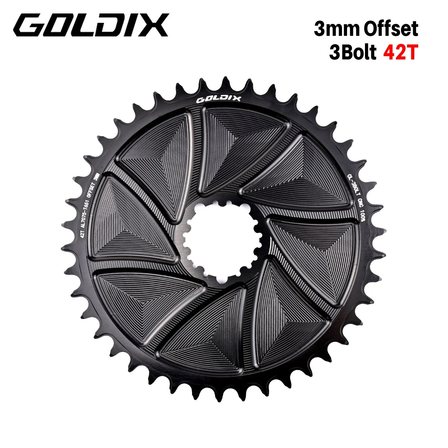 3mm Offset 3-Bolt AERO Wide Narrow Teeth Chainring for MTB Road Bicycle Crankset