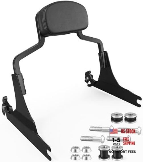 Detachable Hardware Backrest Sissy Bar Upright Gloss Black+Docking Kit