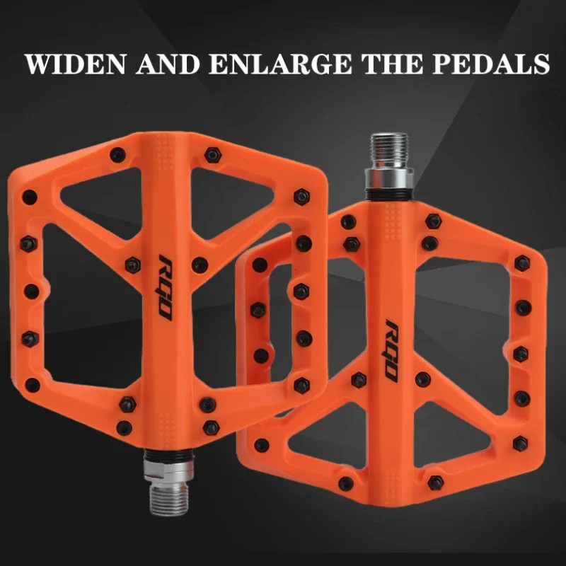 Mountain Bike Pedals 9/16 MTB Nylon Composite Flat Platform Sealed Bearing Grip