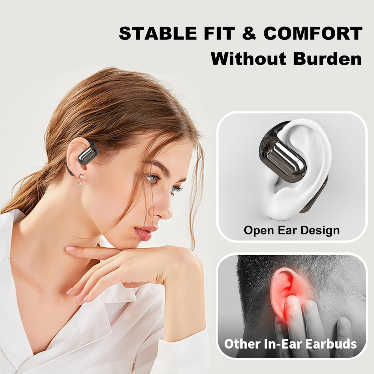 Open Ear Bluetooth 5.4 Headphones Wireless Earbuds Sport Over Earphones Ear Hook