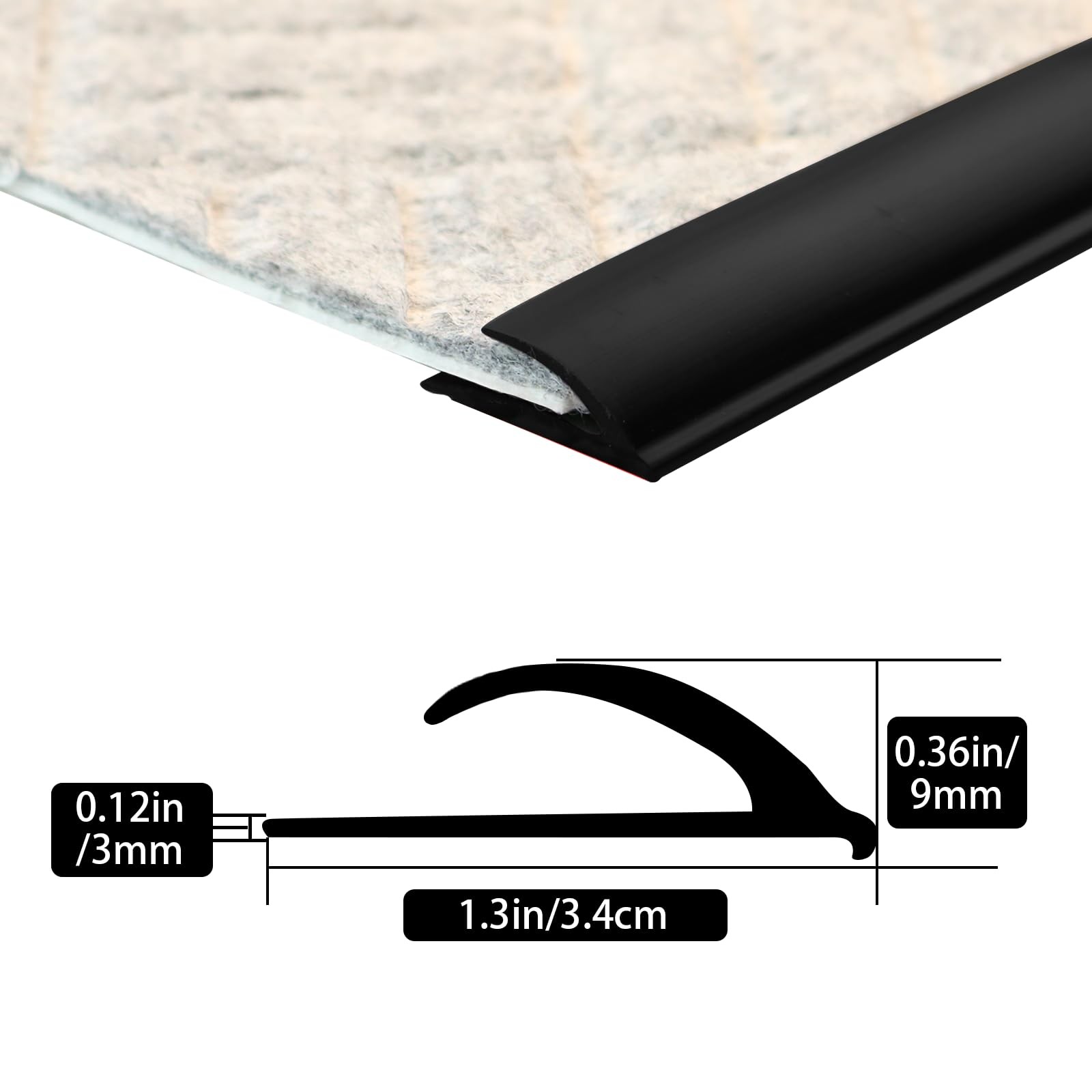 Floatlive Upgrade Floor Transition Strip Self Adhesive Rubber Rug Gripper Tape