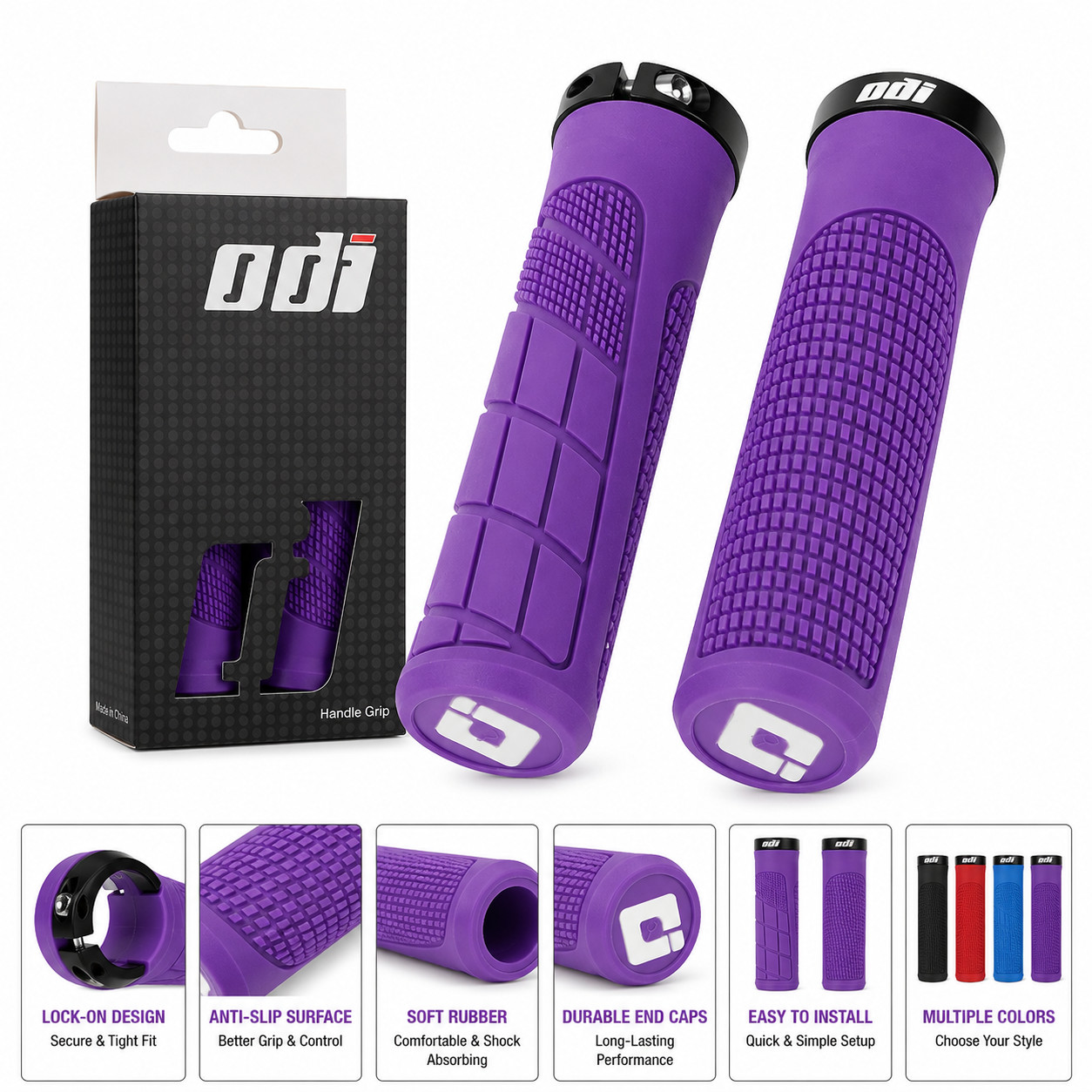 Lock-On MTB Bike Handlebar Grips Anti-Slip Bicycle Handlebar Covers Soft Rubber