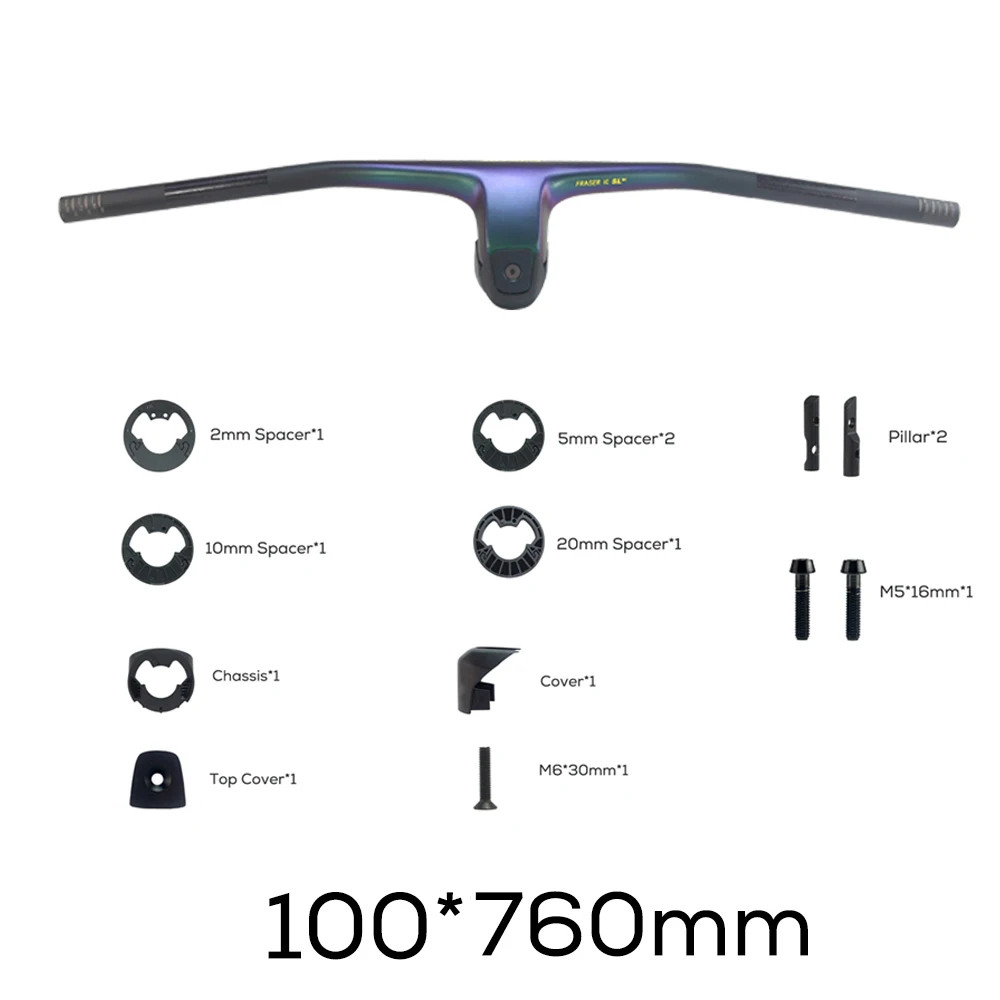 -20° Full Carbon Fiber MTB Bicycle Integrated Cockpit Handlebar 740mm 760mm