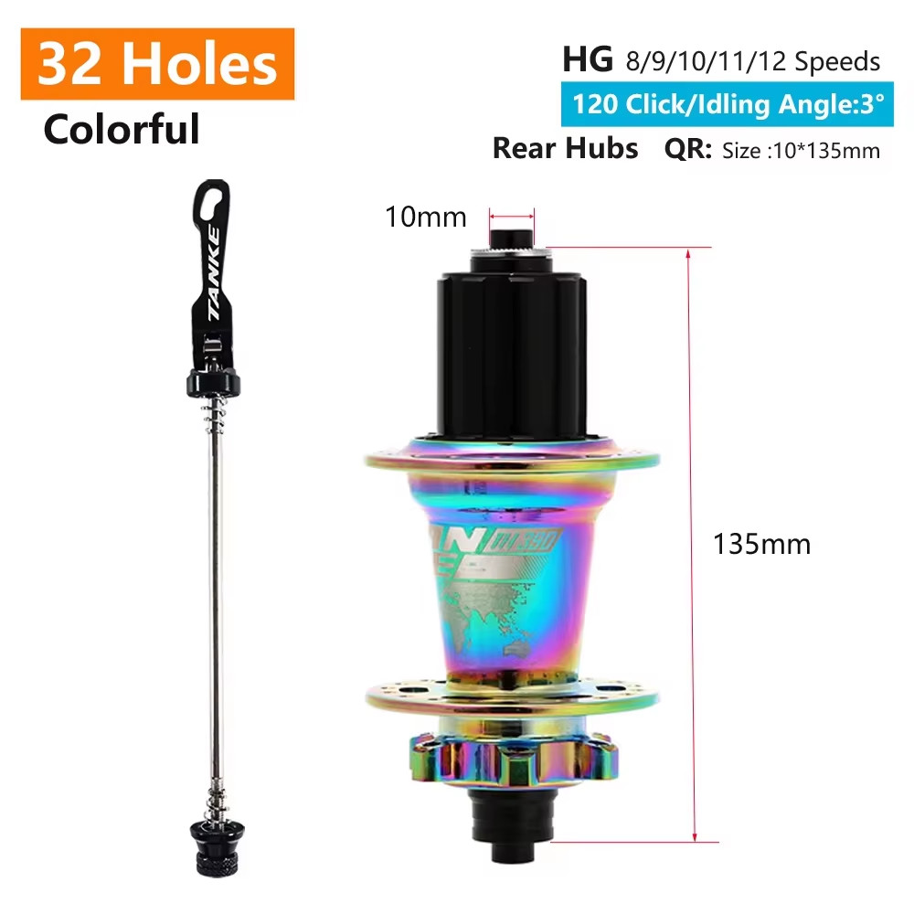 120 Click Hub 6 Bearing MTB Mountain Bike Front Rear Thru HG 28 32 36 Holes Disc