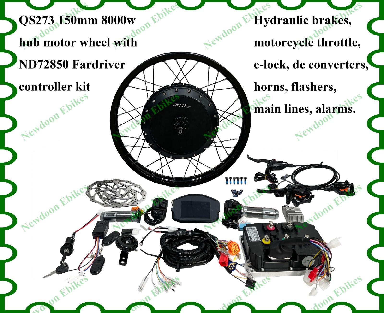 QS273 150MM 8000W hub motor with ND72850 Fardriver controller kit for motorcycle