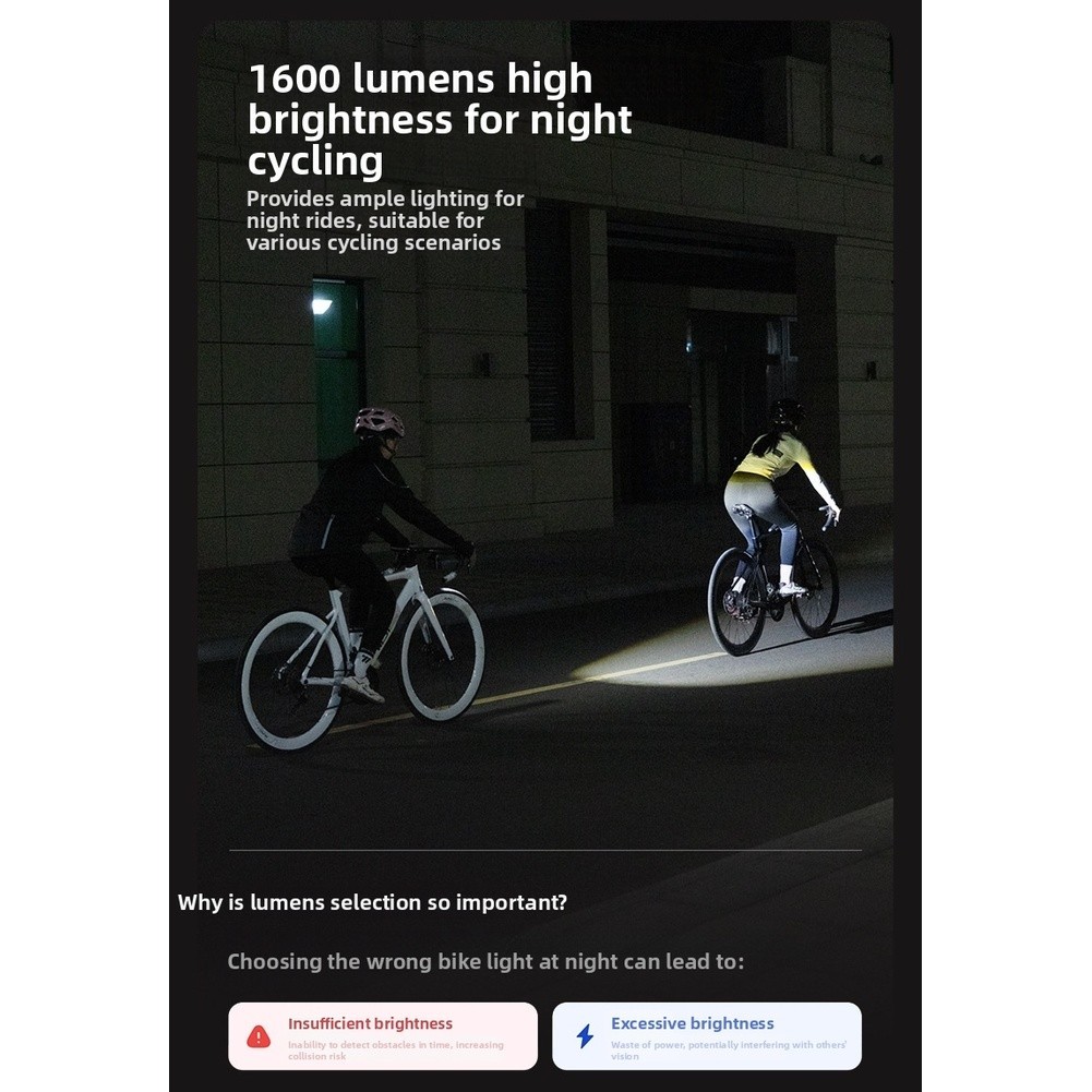 USB C Wireless Remote Bike Light 1600 Lumens IPX4 Waterproof Front Headlight