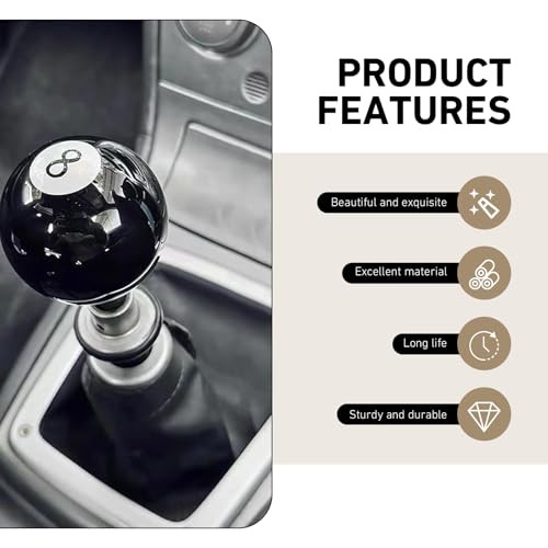 Shift Knob Manual Gear, Black 8 Ball Gear Shift Knob, Acrylic Gear Shifter