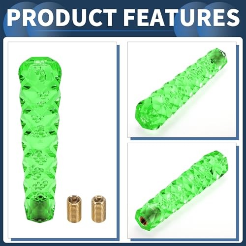 Diamond Pattern Crystal Shift Knob Universal for Automatic and 20cm Green