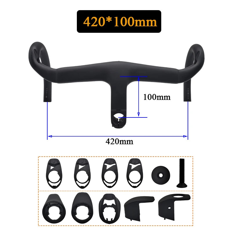 Carbon 380-440mm Internal Wiring Integrated Drop Bar 28.6mm with Bike spacer