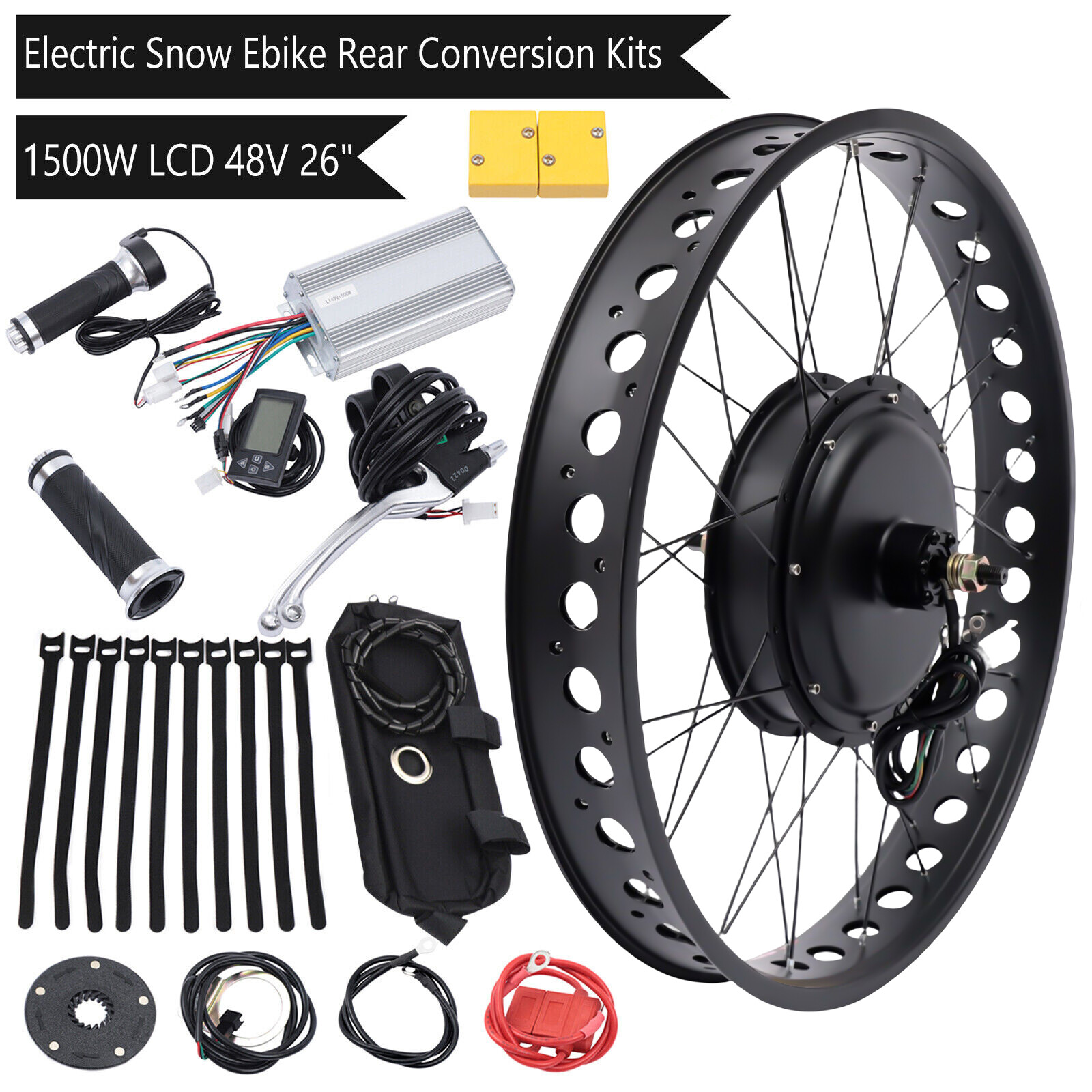 E-Bike Fat Tire Bicycle Rear Wheel Hub Motor Conversion Kit Fit 26″ 48V 1500W