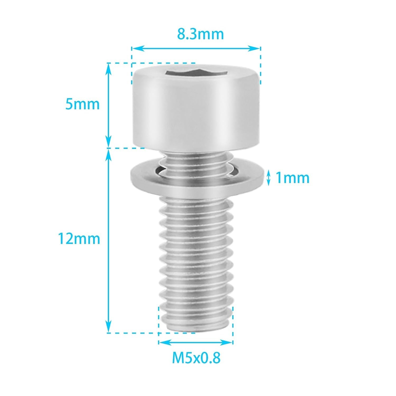 10PCS Bike Water Bottle Cage Bolts Holder Screws with Washers, M5x12mm Hex So…