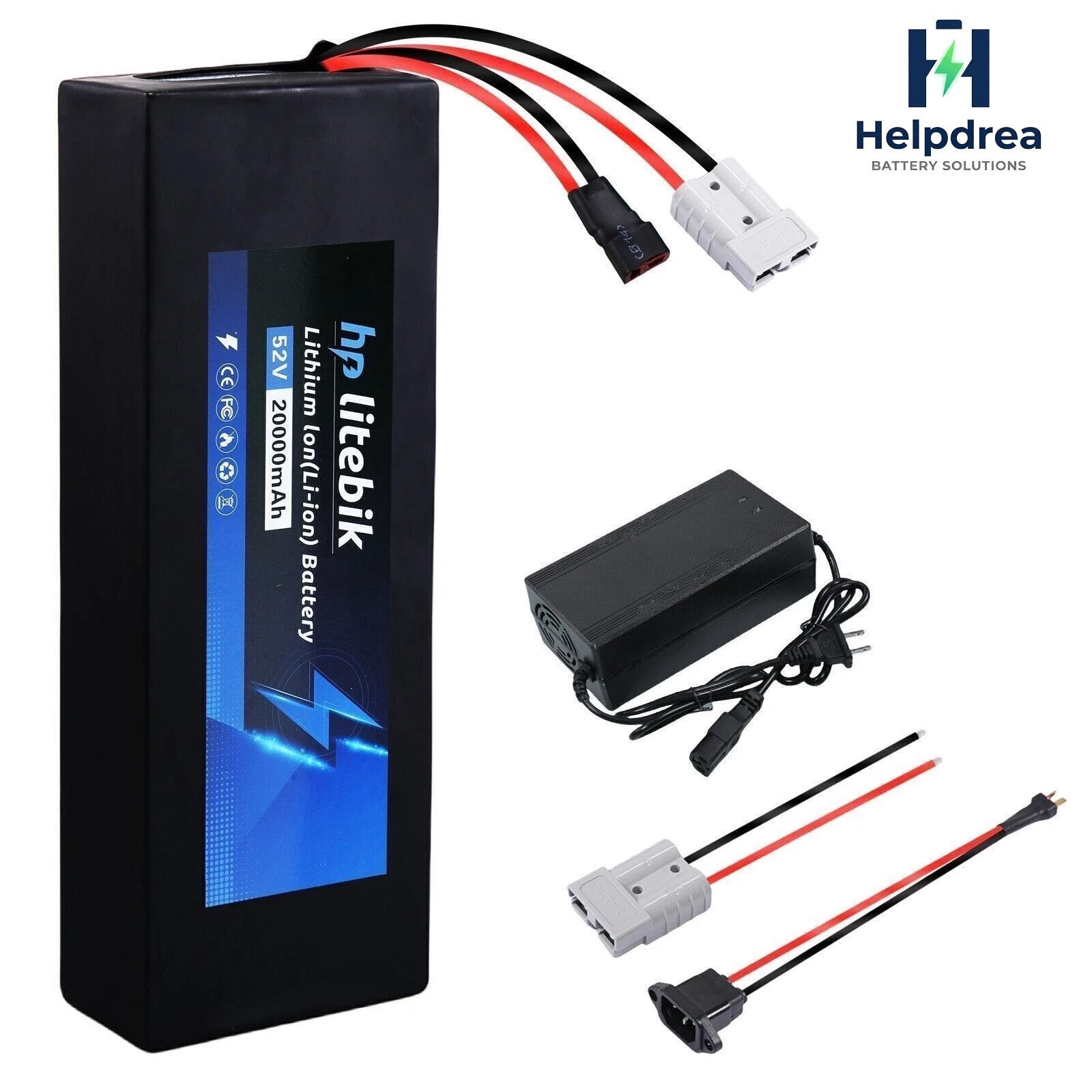 52V 20Ah Lithium Battery 50A BMS for 200W-2600W Ebike Electric Bike Motorcycle