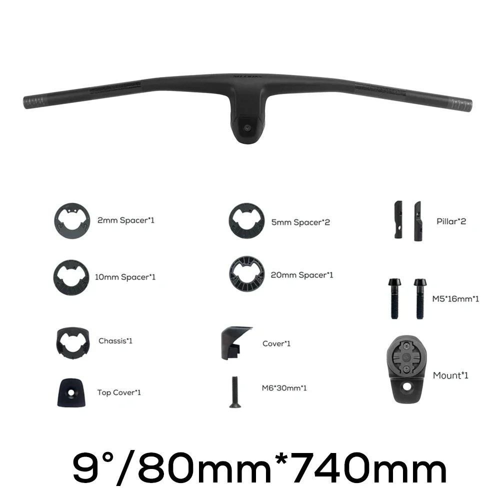 -9°/-10°/-12°/-14° Carbon Integrated mountain bike Handlebar 60mm With Mount
