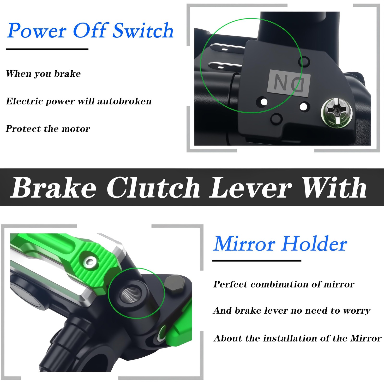 JXPANG Green 7/8″ Handlebar Clutch Brake Levers