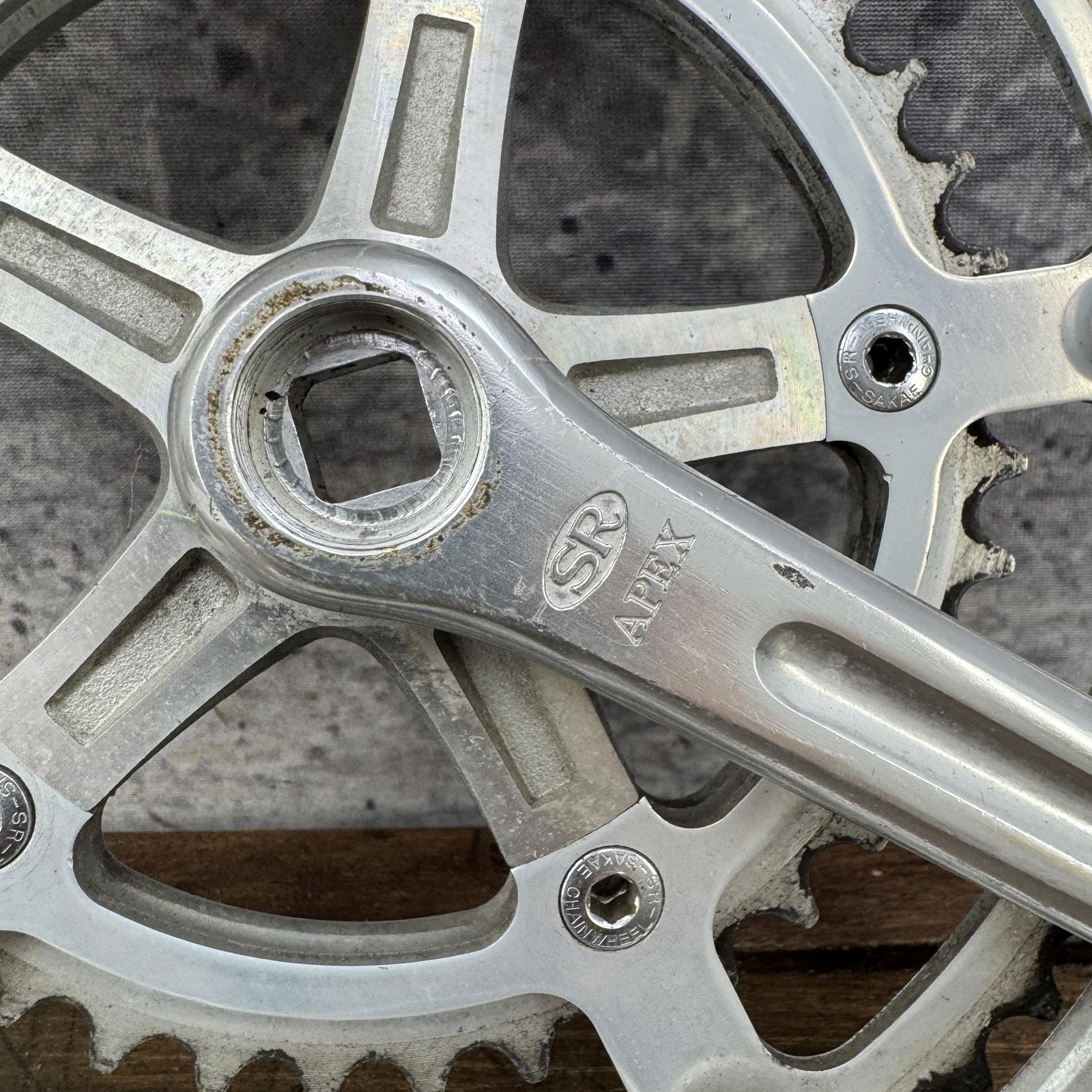 Vintage SR Apex Crankset 118 BCD Double 52T 170mm Square Taper Crank 1981 Japan