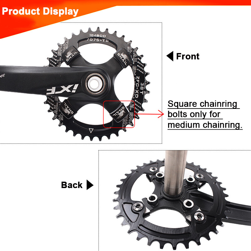 SNAIL Aluminum Chainring 4PCS Bolts MTB Bike Square Crankset Chainwheel Screws