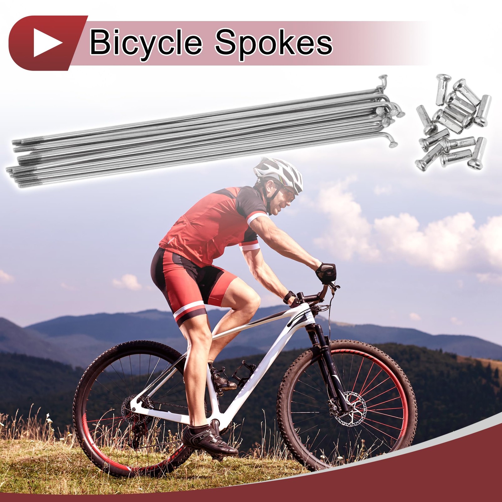 12 Set 14G Bicycle Spokes Wheel Rims Steel Wire Nipples Repair Replacement