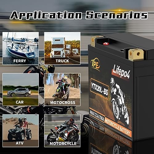 Lithium Powersports Battery YTX20L-BS 12V 9AH 700CCA Lithium Motorcycle